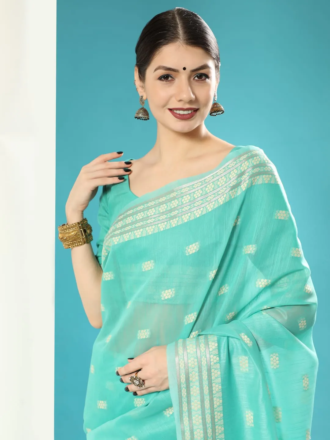 Lucknowi collection Chanderi Chikankari Saree