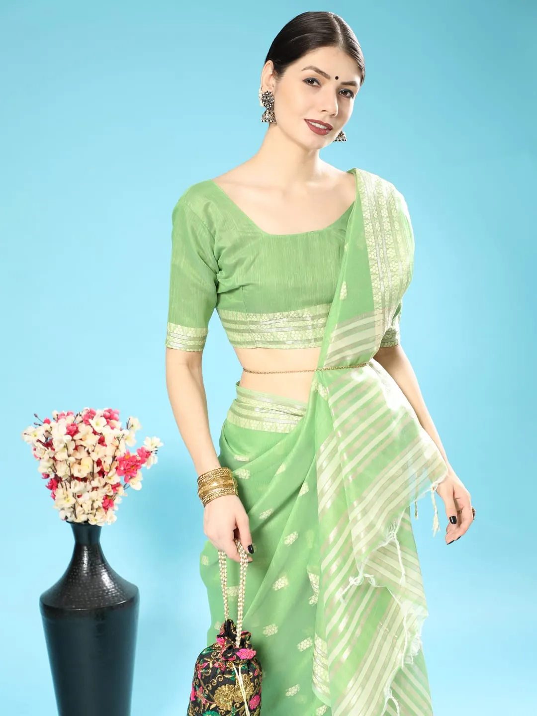 Lucknowi collection Chanderi Chikankari Saree