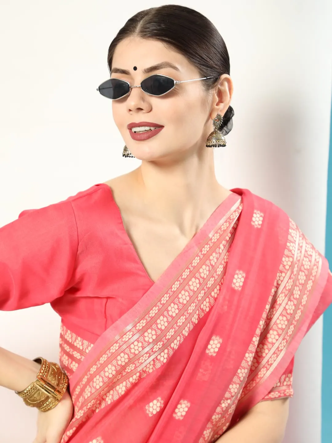 Lucknowi collection Chanderi Chikankari Saree