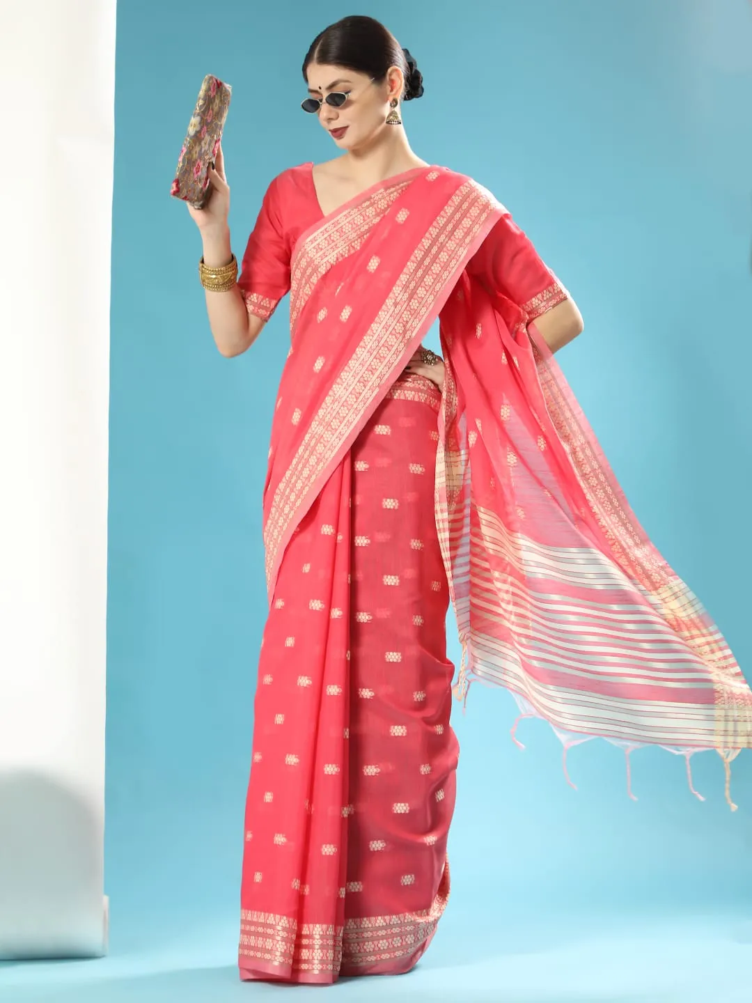 Lucknowi collection Chanderi Chikankari Saree