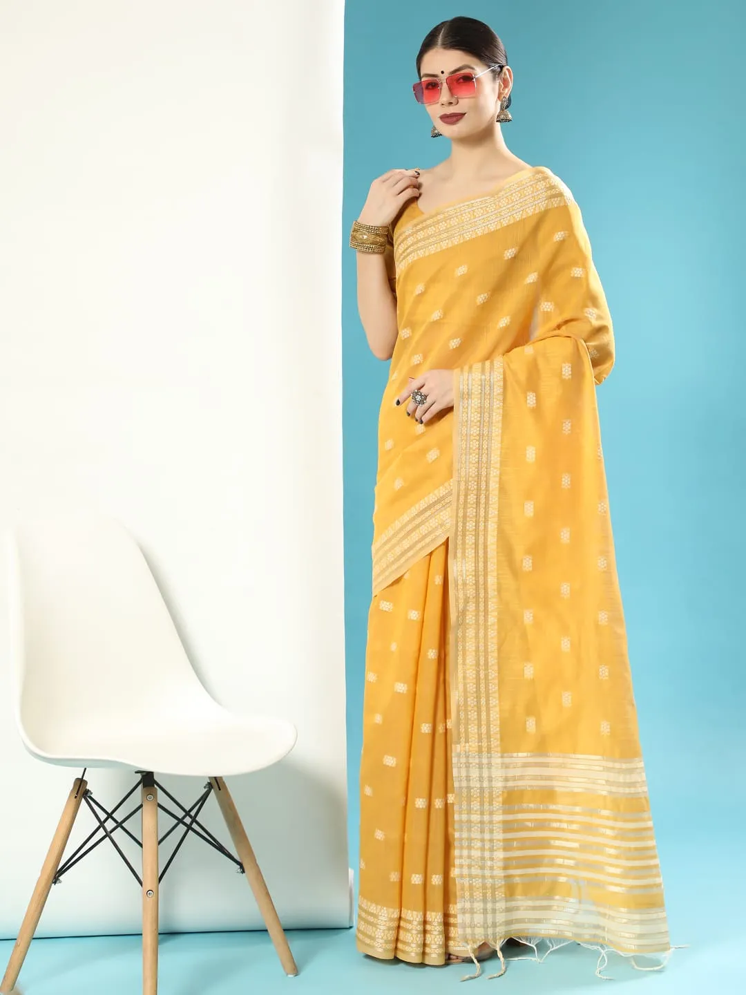Lucknowi collection Chanderi Chikankari Saree