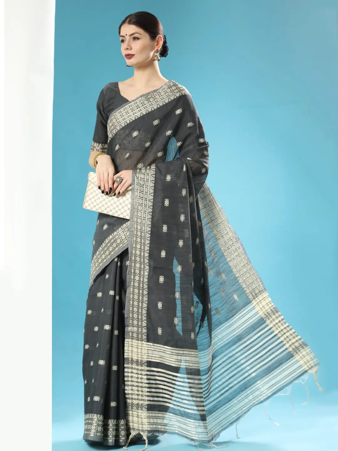 Lucknowi collection Chanderi Chikankari Saree