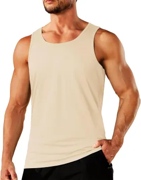 Mens Athletic Tank Tops Gym Muscle Sleeveless T Shirts Casual Solid Color Crewneck Tees Summer Soft Basic Sports Tops