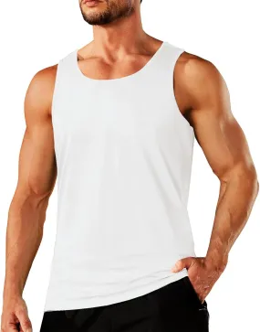 Mens Athletic Tank Tops Gym Muscle Sleeveless T Shirts Casual Solid Color Crewneck Tees Summer Soft Basic Sports Tops