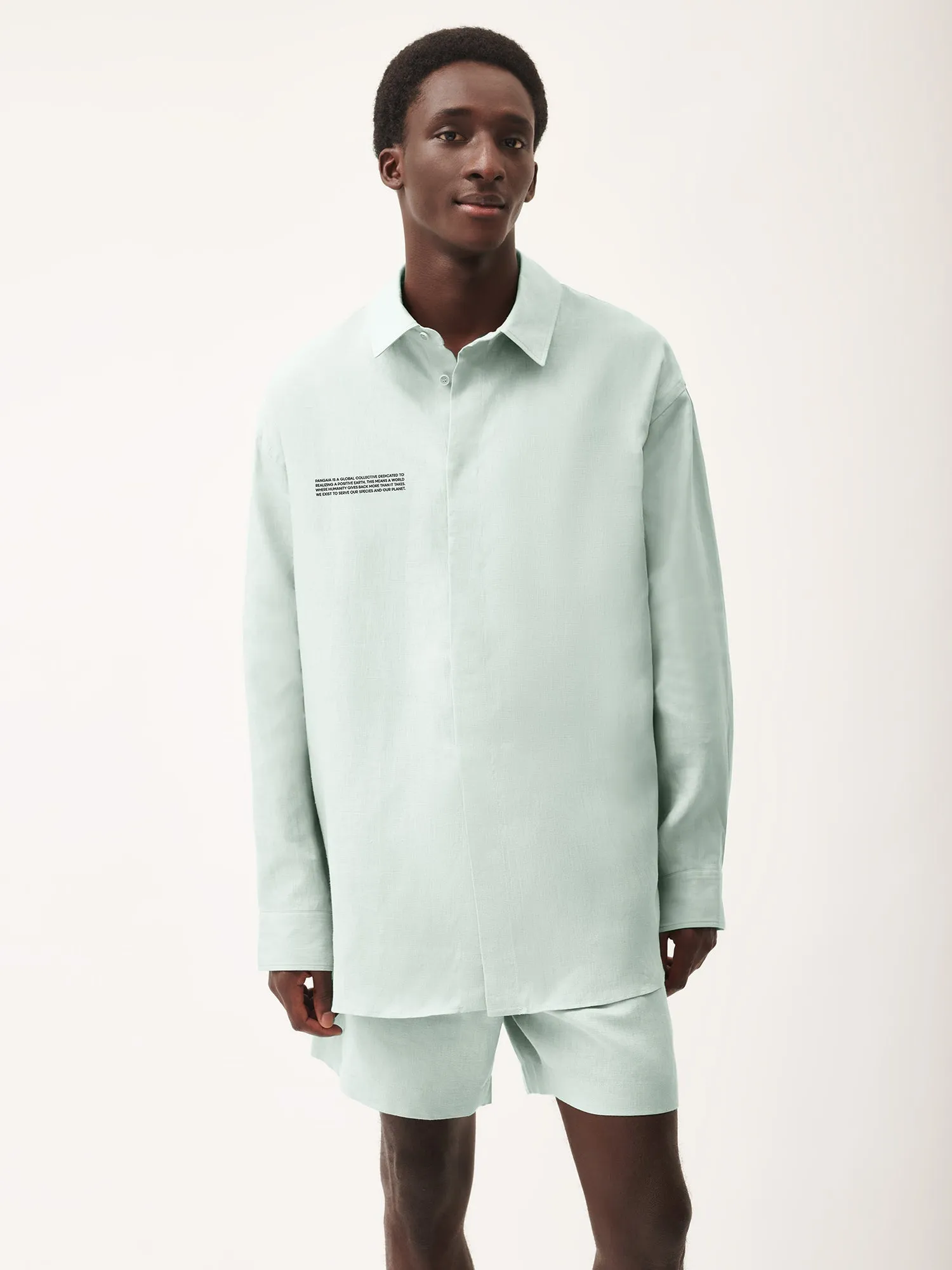 Mens DNA Linen Collared Long Sleeve Shirt—opal green
