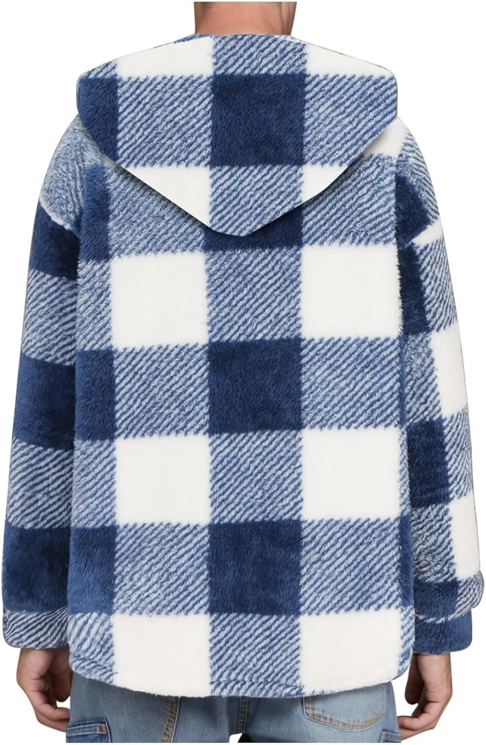 Mens Fleece Fuzzy Jackets Casual Lightweight Hooded Warm Long Sleeve Soft Comfy Fall Winter Coats