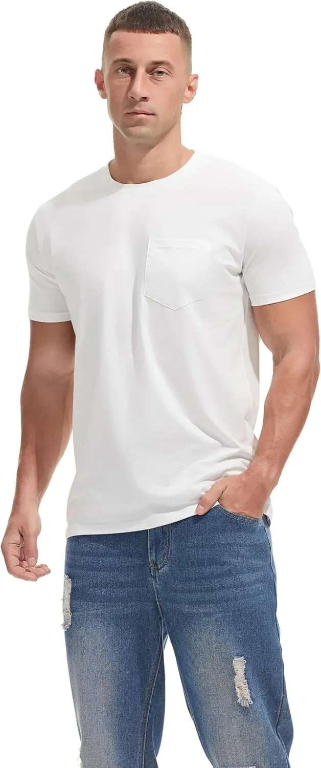 Men's Ultra Soft Premium Cotton Pocket T-Shirt Classic Fit Lightweight Cooling Short Sleeve Casual Tee Shirt