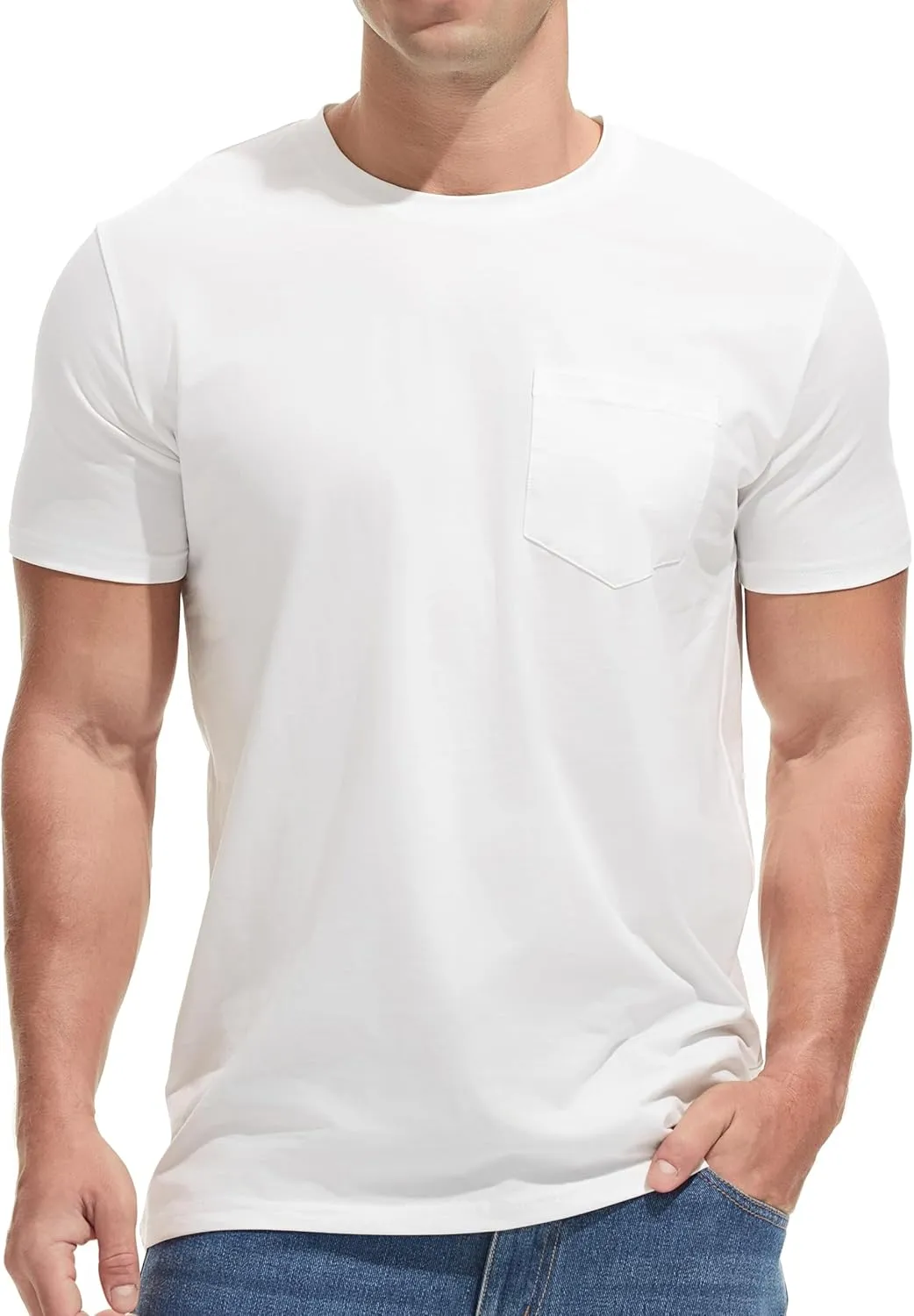 Men's Ultra Soft Premium Cotton Pocket T-Shirt Classic Fit Lightweight Cooling Short Sleeve Casual Tee Shirt