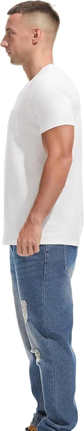 Men's Ultra Soft Premium Cotton Pocket T-Shirt Classic Fit Lightweight Cooling Short Sleeve Casual Tee Shirt