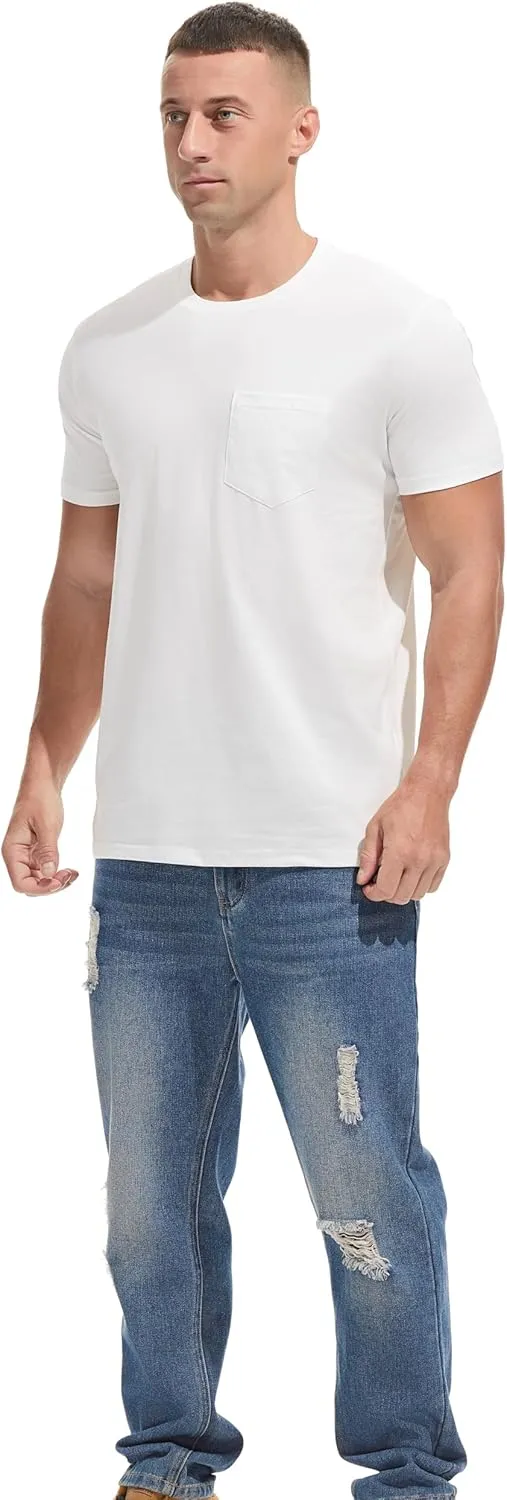 Men's Ultra Soft Premium Cotton Pocket T-Shirt Classic Fit Lightweight Cooling Short Sleeve Casual Tee Shirt