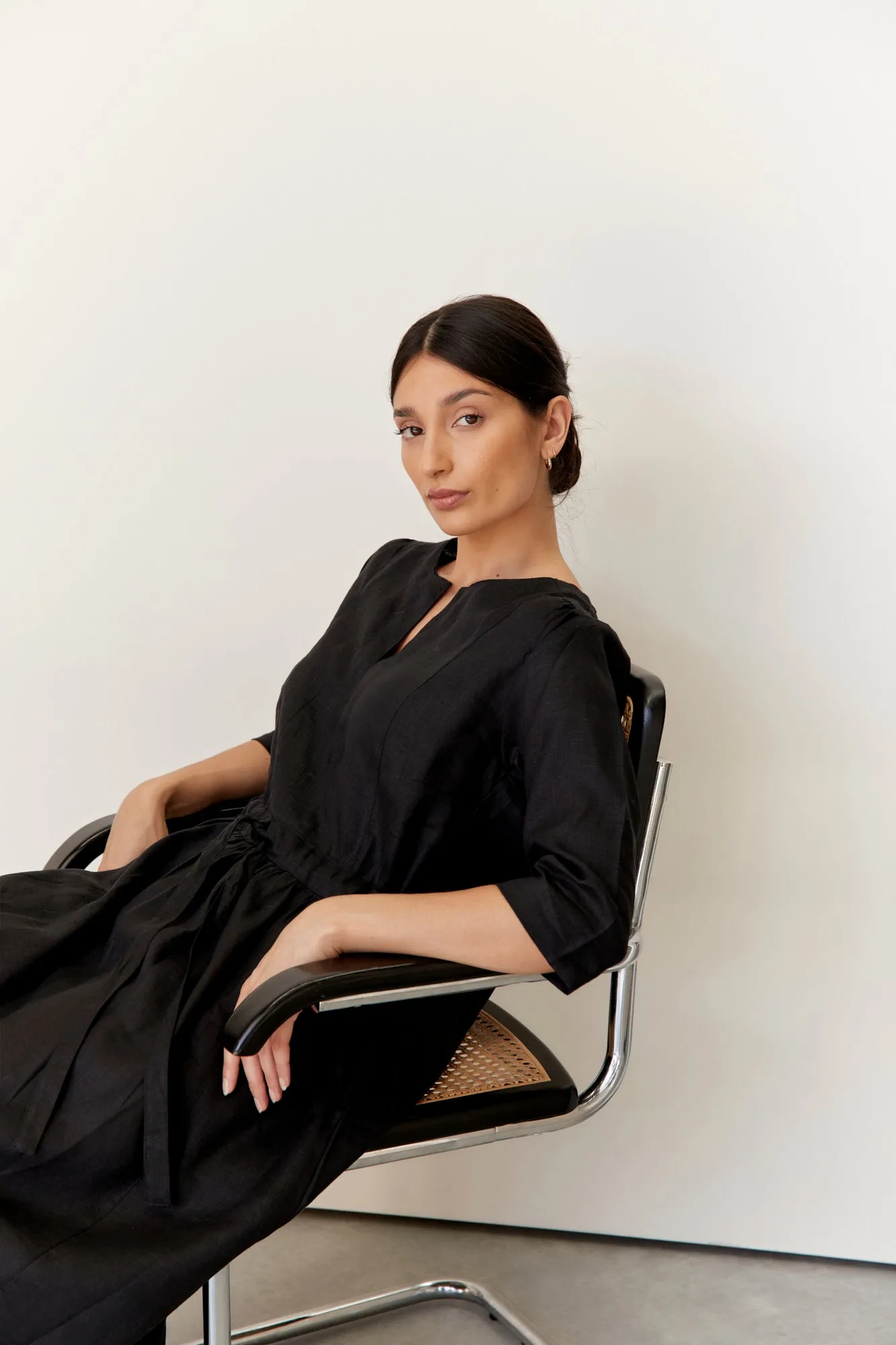 Nelle Linen Dress Black