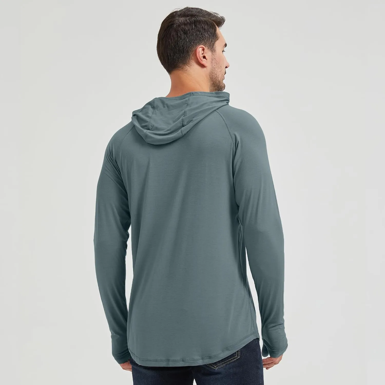 netdraw Men's Ultra-Soft Bamboo Viscose Hoodie Shirt UPF 50  Sun Protection Long Sleeve Lightweight UV Shirt