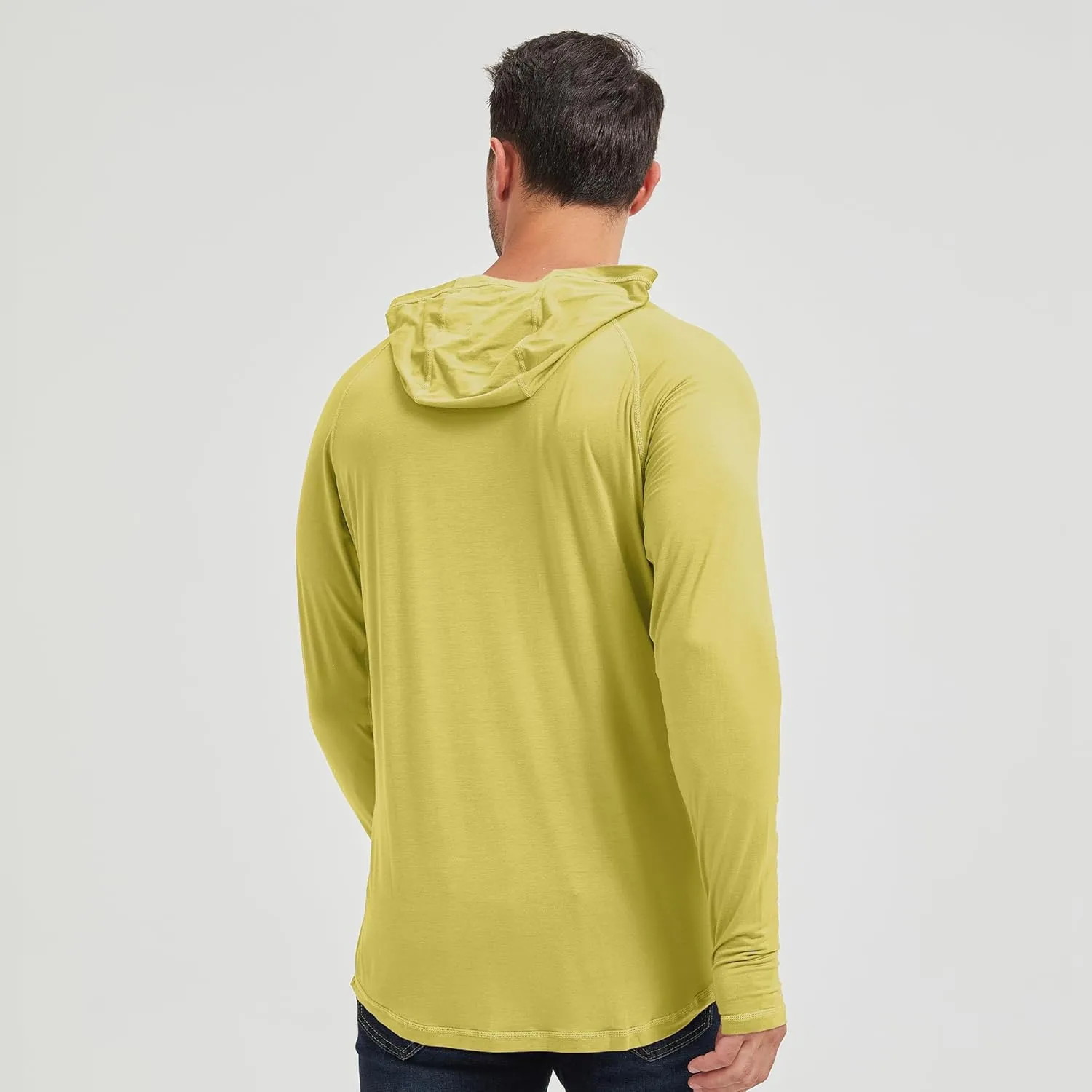 netdraw Men's Ultra-Soft Bamboo Viscose Hoodie Shirt UPF 50  Sun Protection Long Sleeve Lightweight UV Shirt