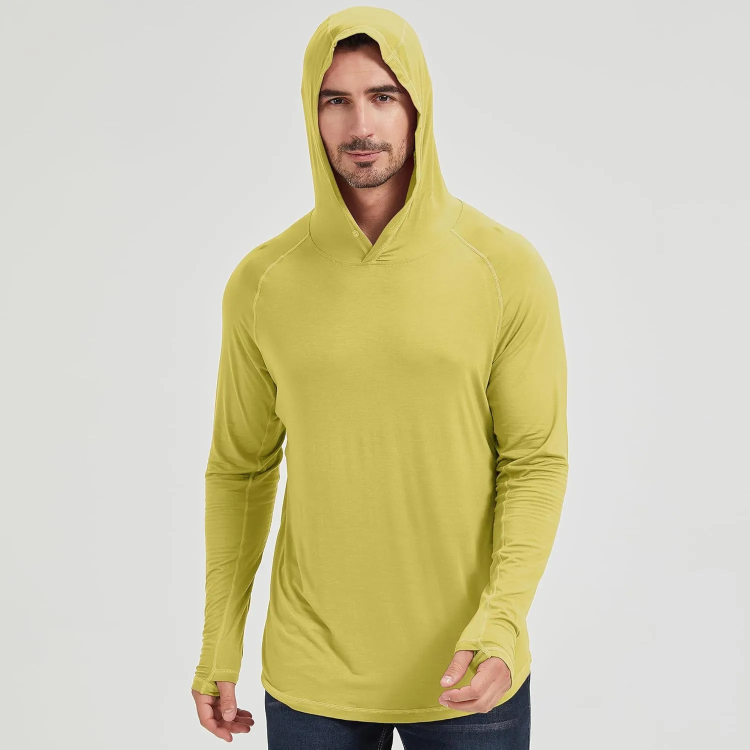 netdraw Men's Ultra-Soft Bamboo Viscose Hoodie Shirt UPF 50  Sun Protection Long Sleeve Lightweight UV Shirt