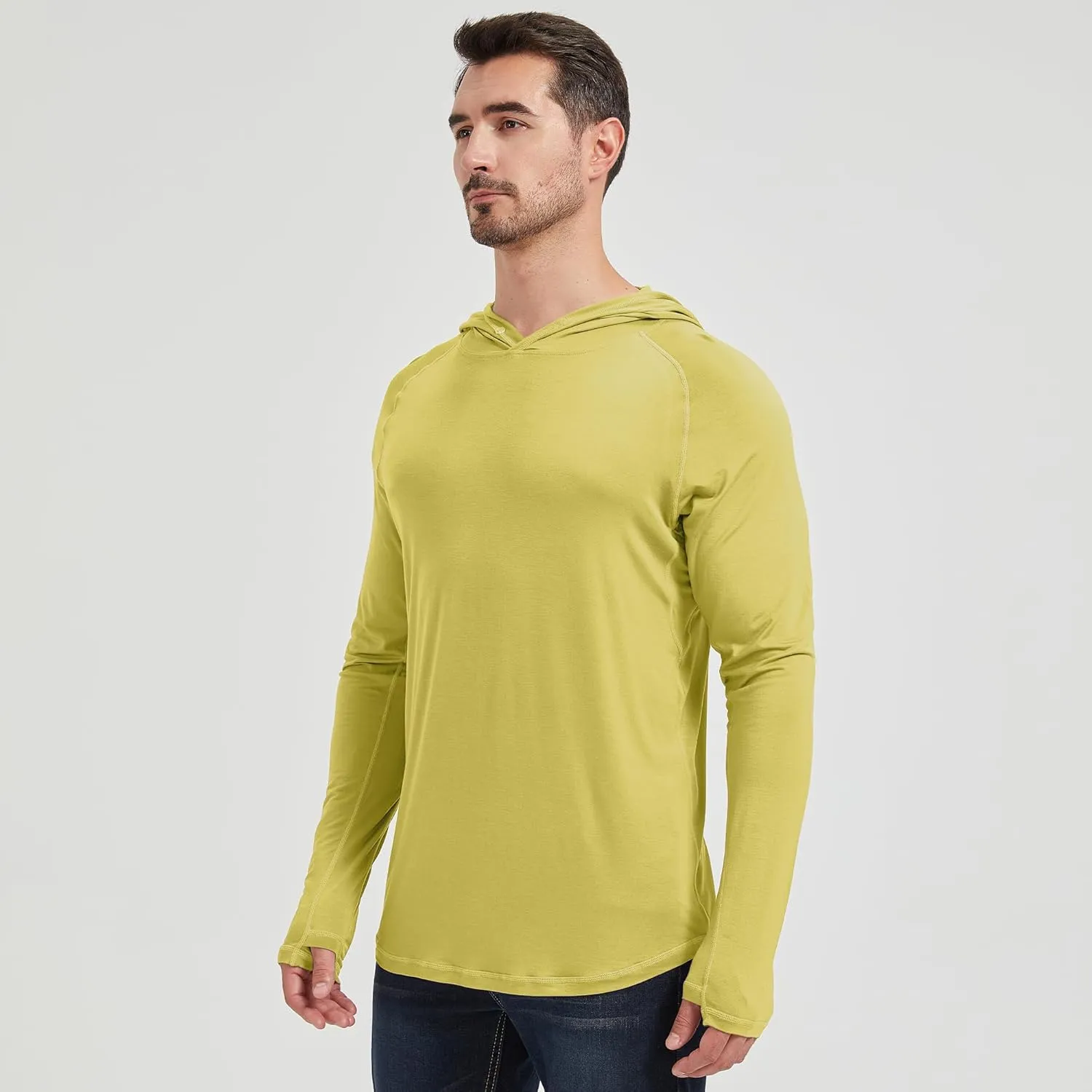 netdraw Men's Ultra-Soft Bamboo Viscose Hoodie Shirt UPF 50  Sun Protection Long Sleeve Lightweight UV Shirt