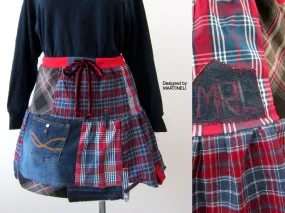Patchwork Denim Mini Skrt,M Short Smock Skirt
