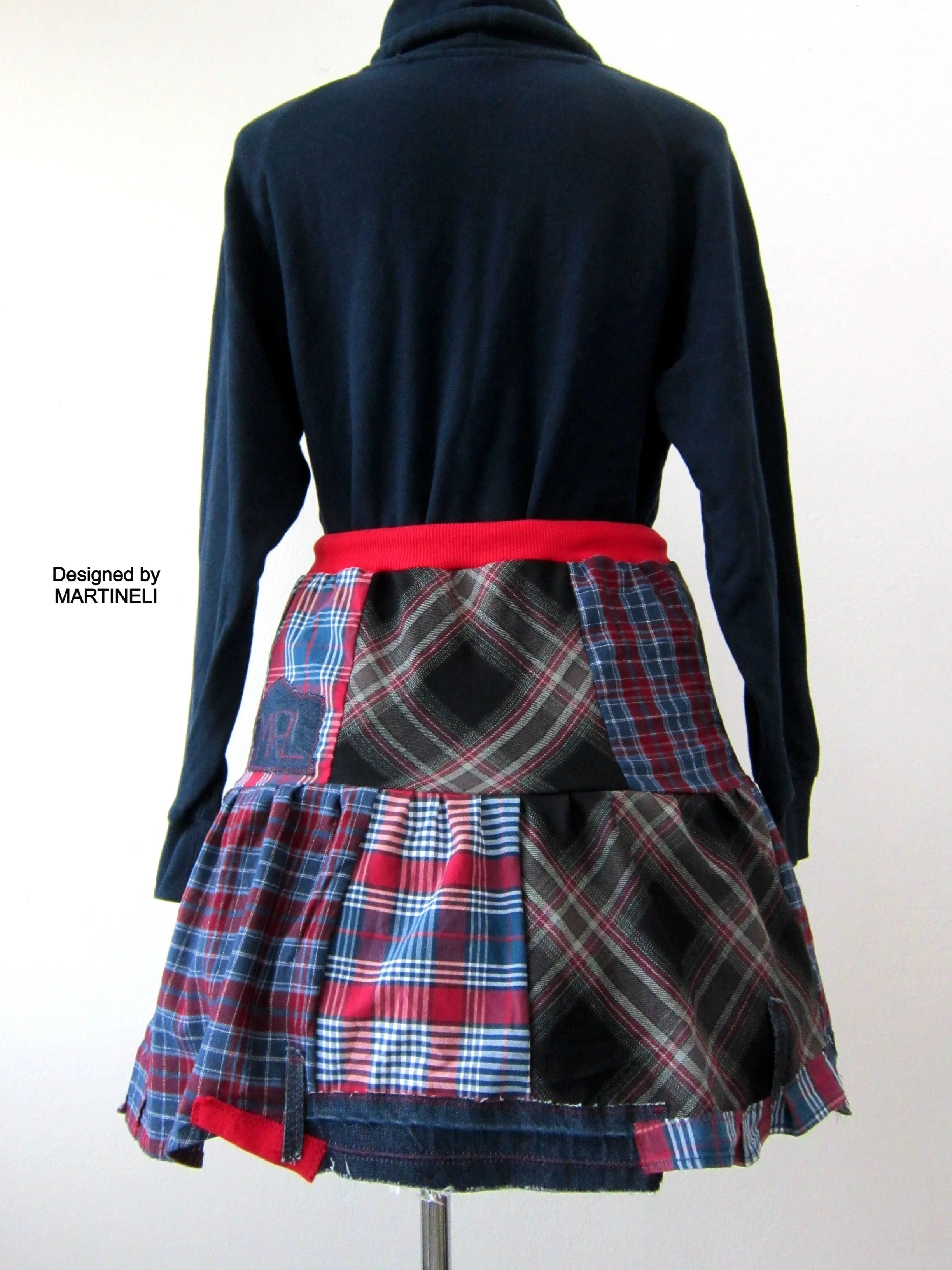Patchwork Denim Mini Skrt,M Short Smock Skirt