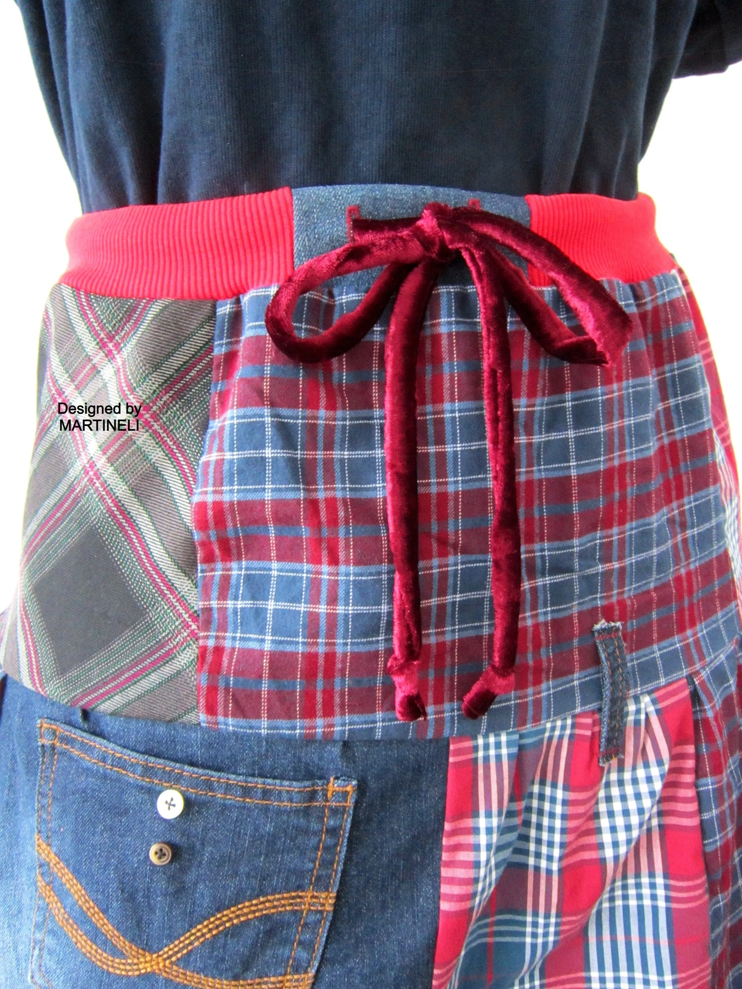 Patchwork Denim Mini Skrt,M Short Smock Skirt