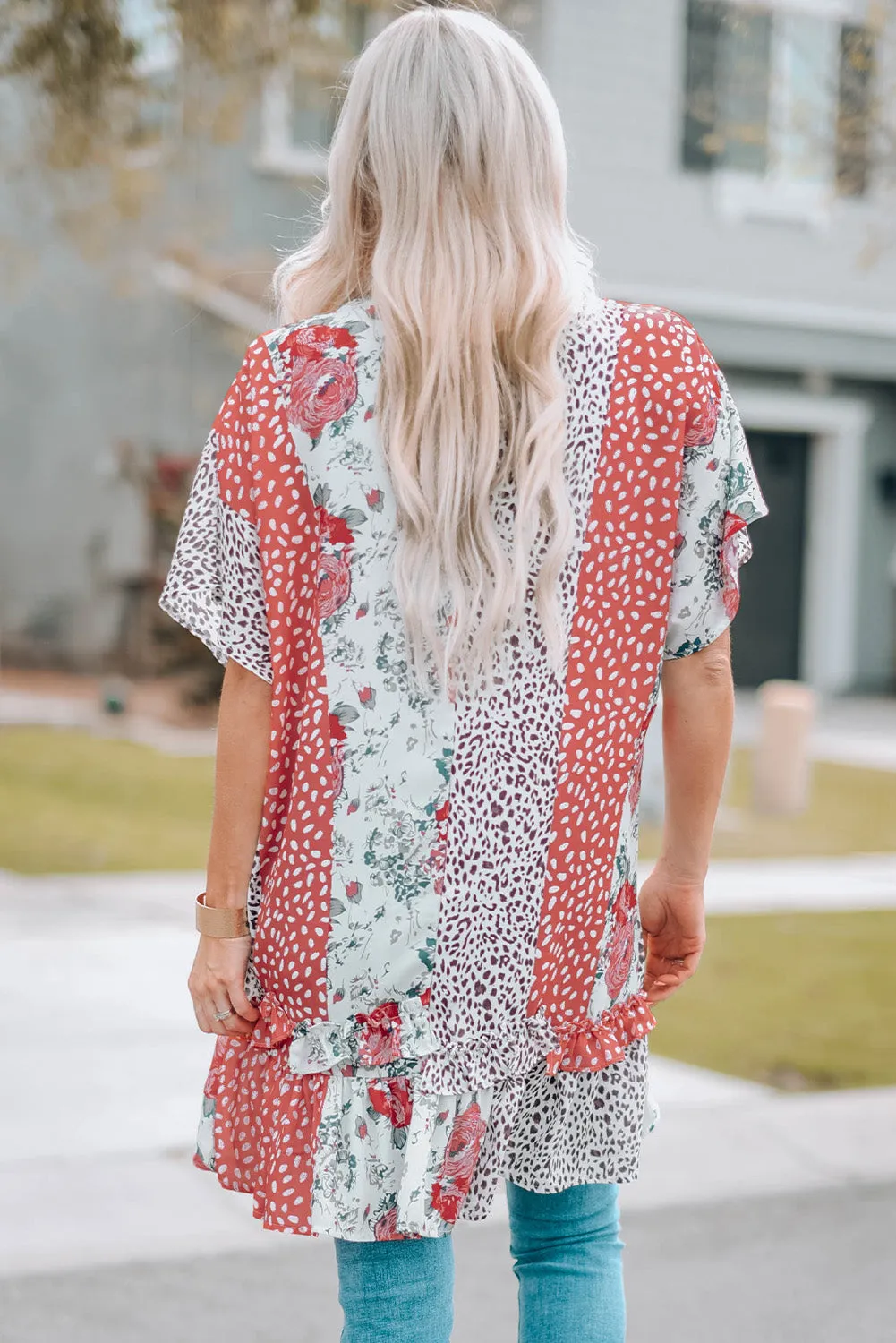 Playful Peach Kimono