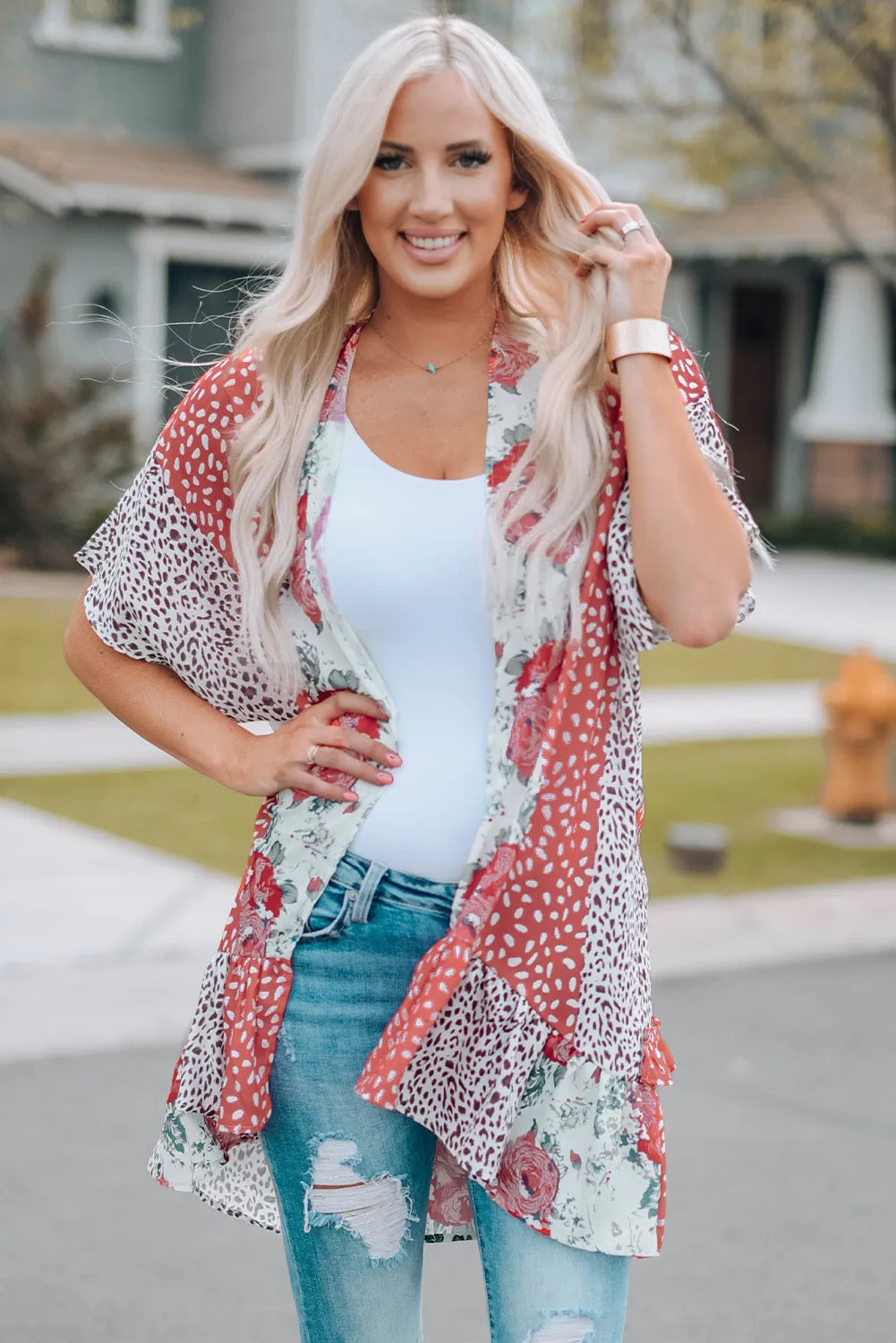 Playful Peach Kimono