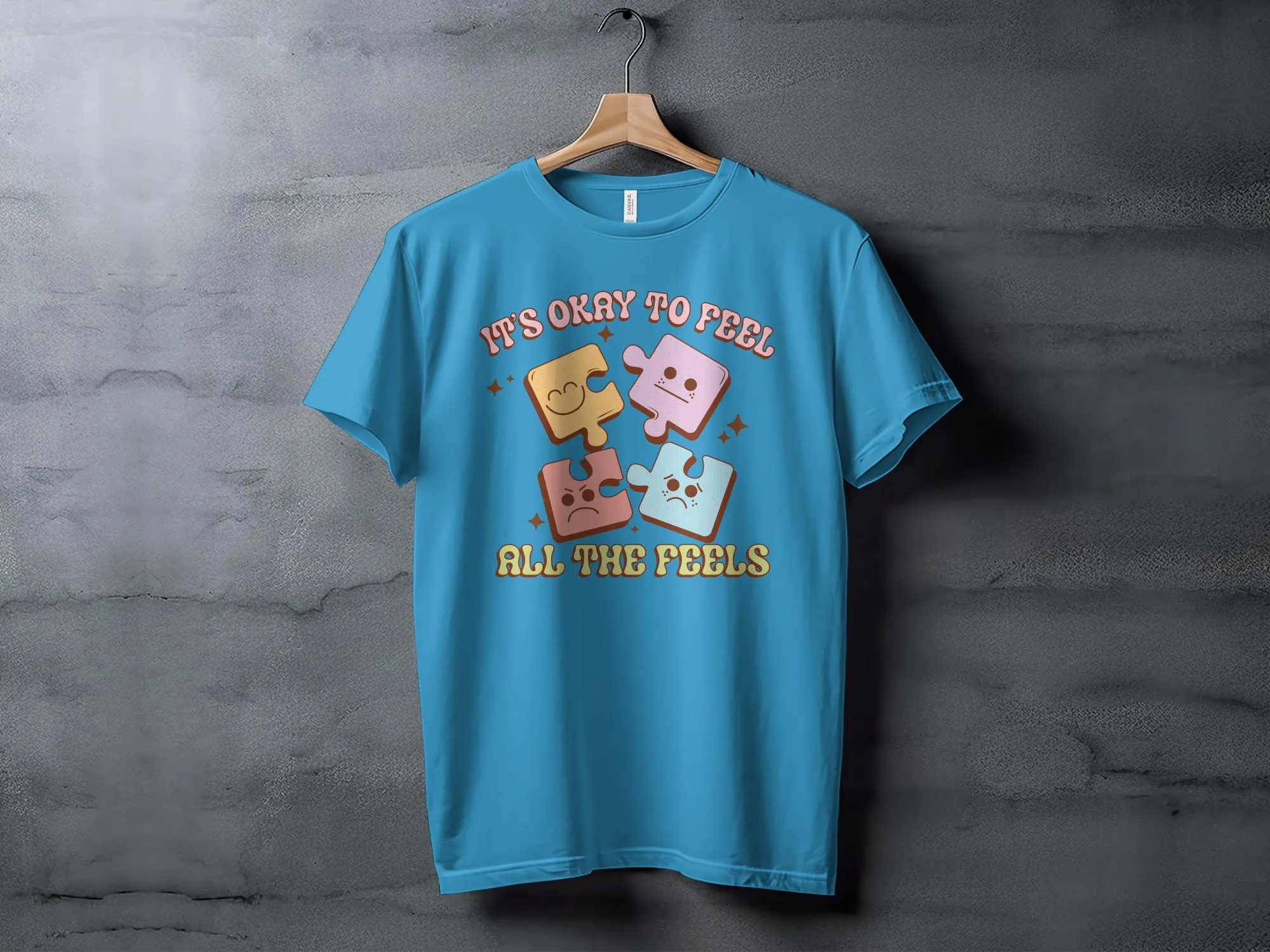 Puzzle Piece Emotions T-Shirt, It's Okay to Feel All The Feels, Comfortable Unisex Tee, Positive Mental Health Shirt, Cute Graphic Tee