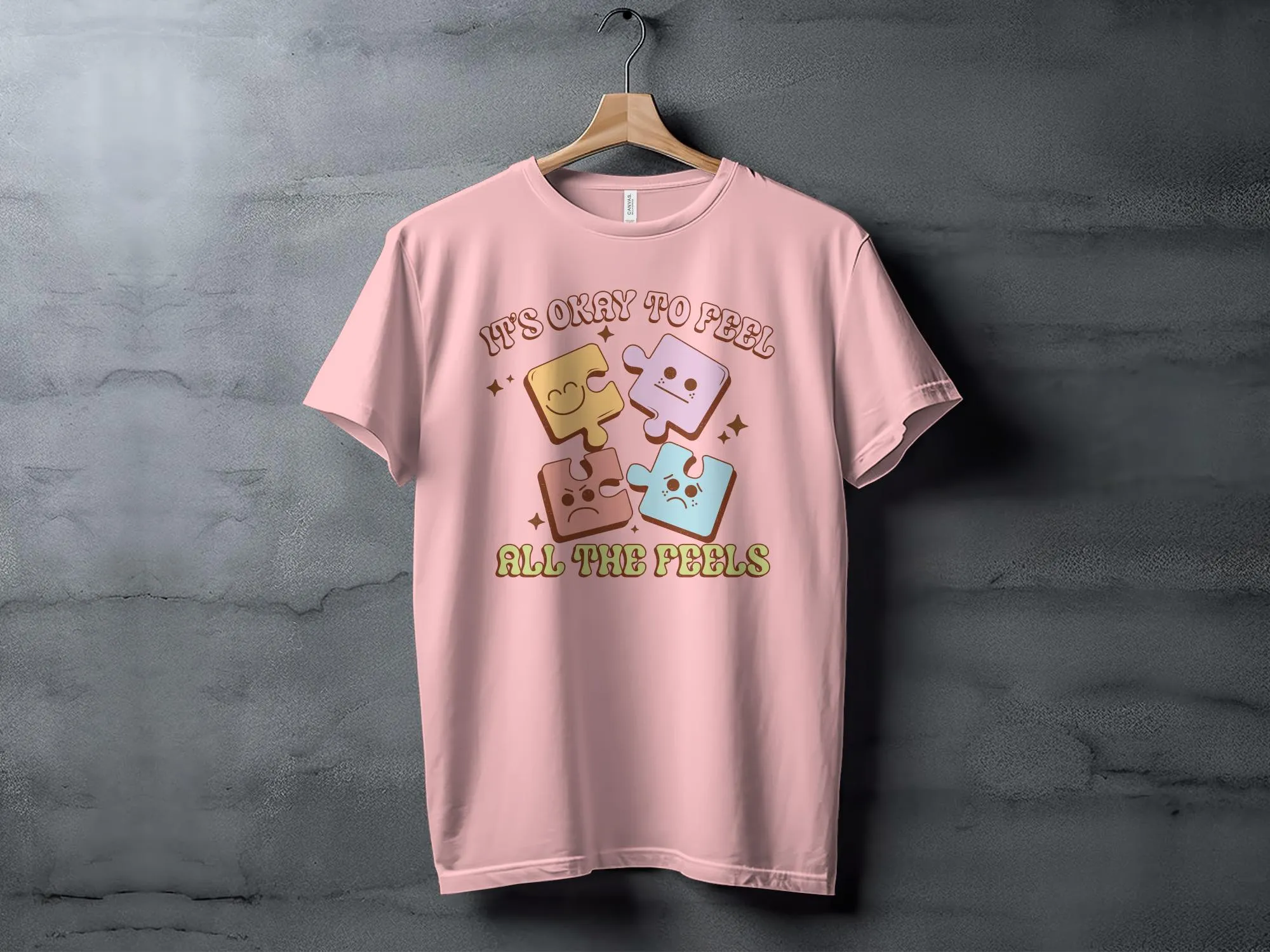 Puzzle Piece Emotions T-Shirt, It's Okay to Feel All The Feels, Comfortable Unisex Tee, Positive Mental Health Shirt, Cute Graphic Tee