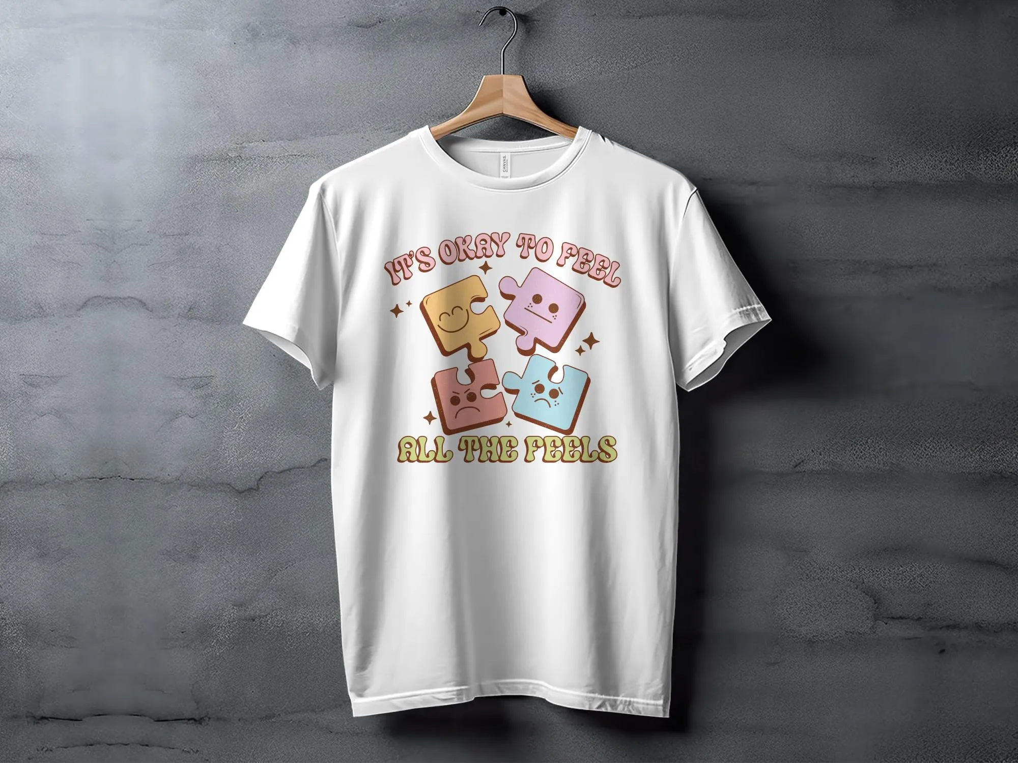 Puzzle Piece Emotions T-Shirt, It's Okay to Feel All The Feels, Comfortable Unisex Tee, Positive Mental Health Shirt, Cute Graphic Tee
