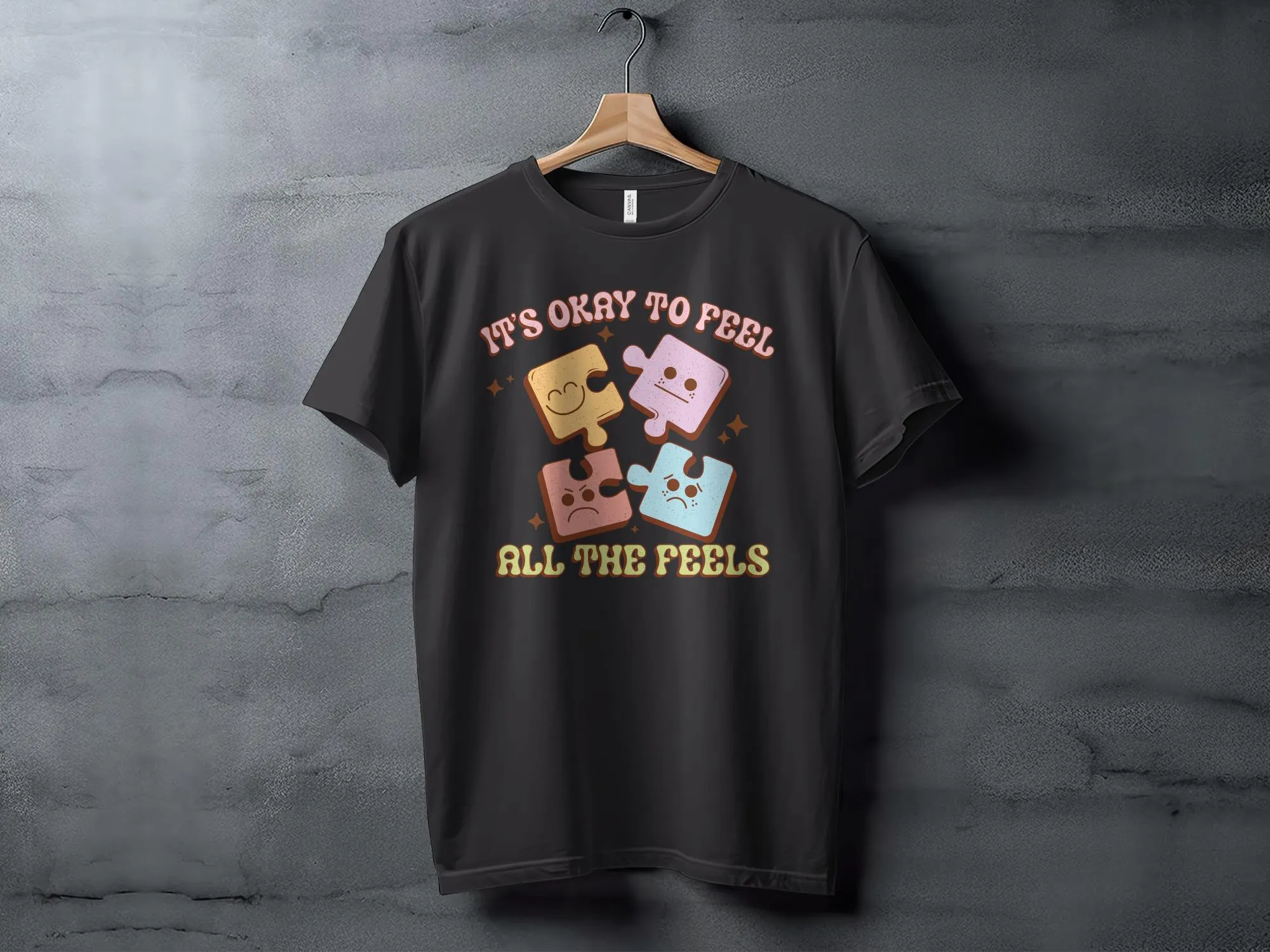 Puzzle Piece Emotions T-Shirt, It's Okay to Feel All The Feels, Comfortable Unisex Tee, Positive Mental Health Shirt, Cute Graphic Tee