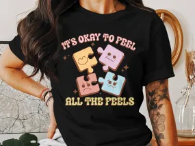 Puzzle Piece Emotions T-Shirt, It's Okay to Feel All The Feels, Comfortable Unisex Tee, Positive Mental Health Shirt, Cute Graphic Tee