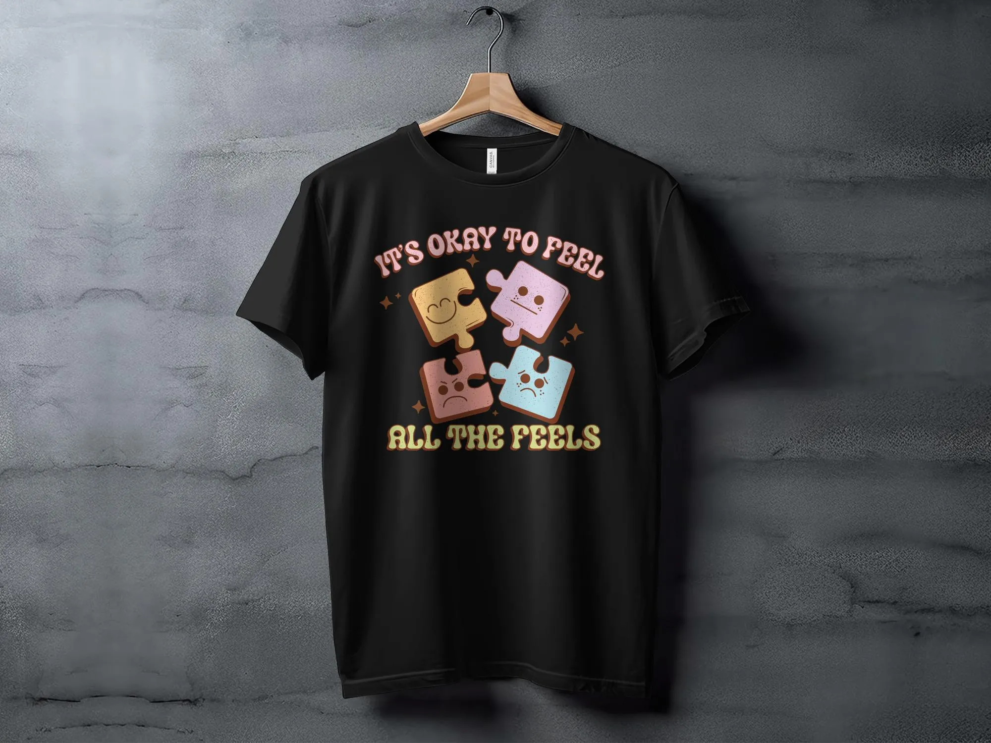 Puzzle Piece Emotions T-Shirt, It's Okay to Feel All The Feels, Comfortable Unisex Tee, Positive Mental Health Shirt, Cute Graphic Tee