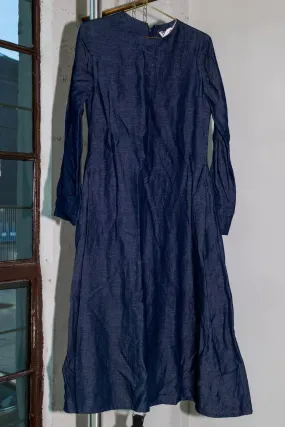 SAMPLE - Linen Cotton  Denim Long Sleeve Dress - size S