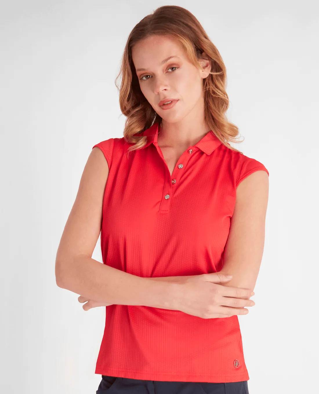 SIZE 10 - GREEN LAMB Nancy Lightweight Cap Sleeve Polo 019 Poppy