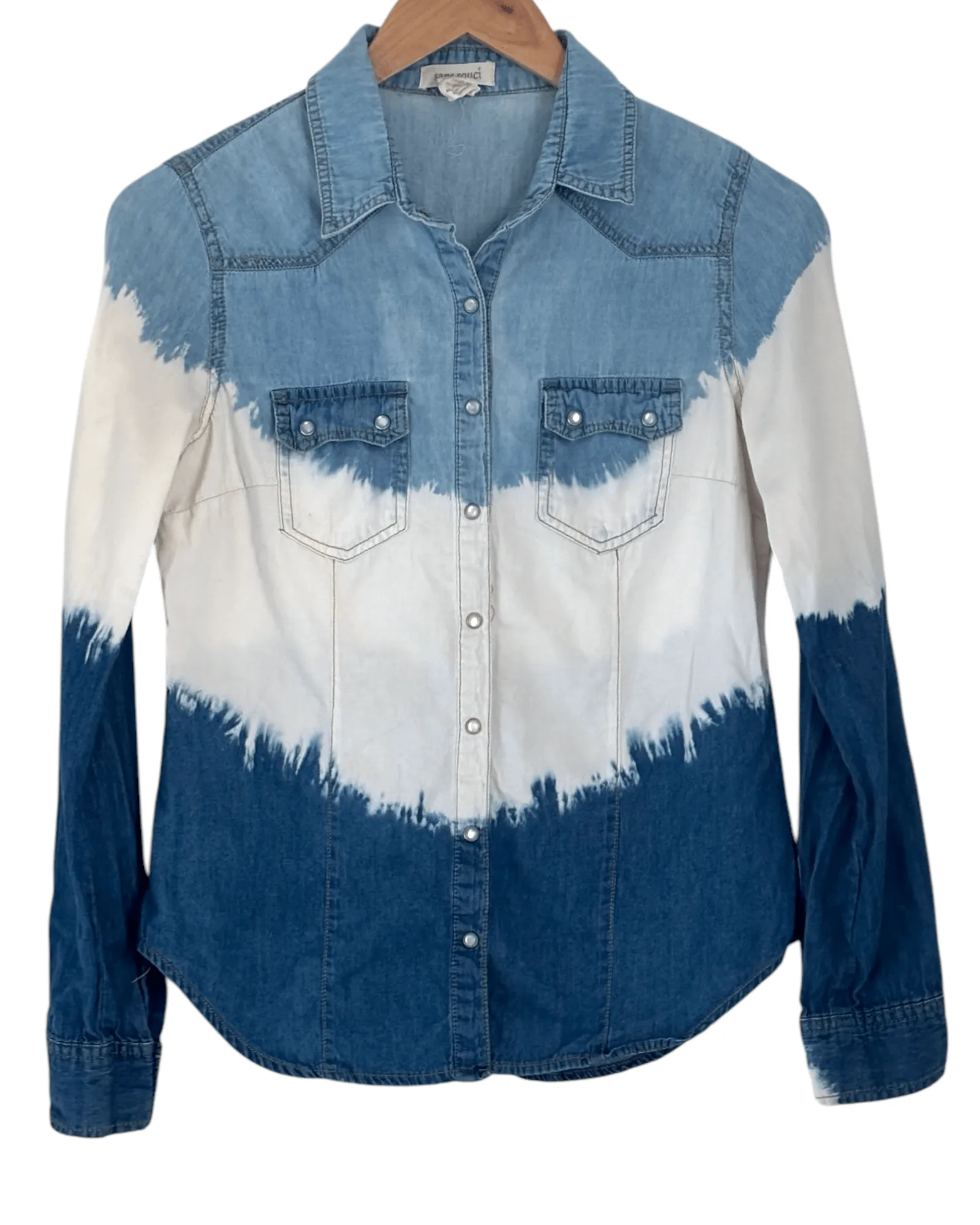 Soft Summer Tie-Dye Denim Western Shirt