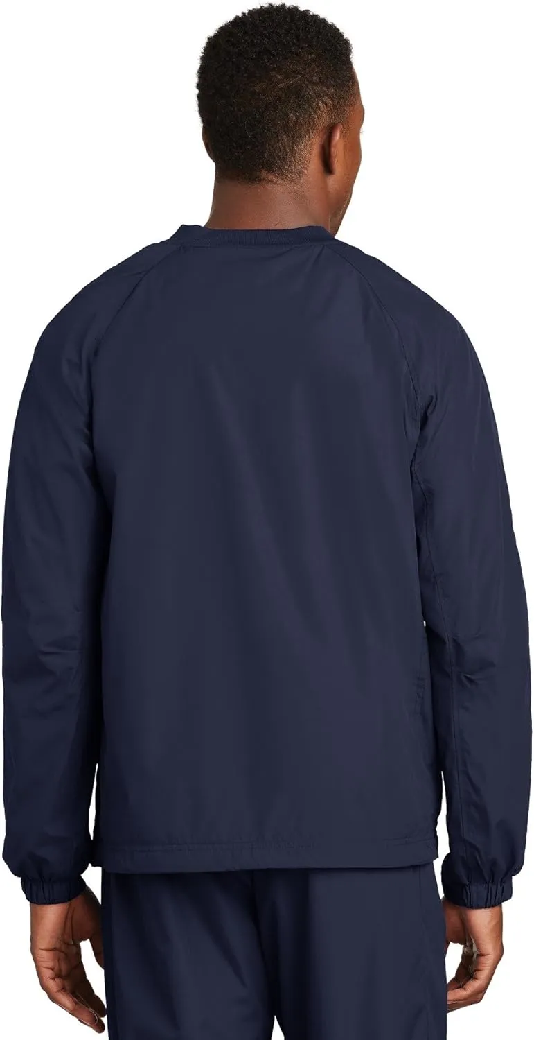SPORT-TEK Men's Rib Knit V-Neck Collar Soft Raglan Wind Shirt