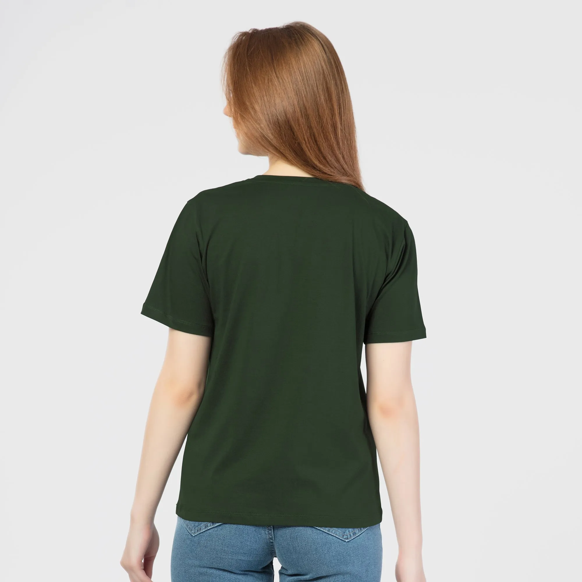 SRF-24073-Cotton-Honey Bee Relaxed Fit T-Shirt-Bottle Green