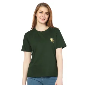 SRF-24073-Cotton-Honey Bee Relaxed Fit T-Shirt-Bottle Green
