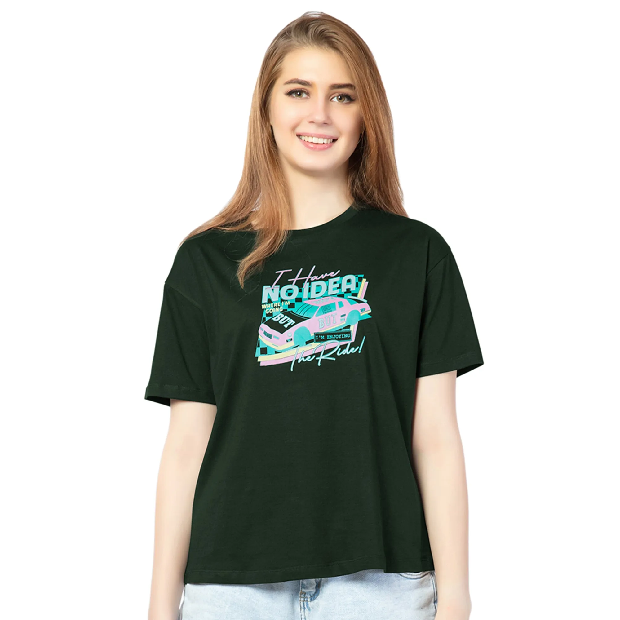 SRF-24093-Cotton-Ride In Style  Relaxed Fit T-Shirt-Bottle Green