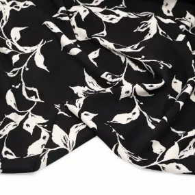 Stamped Branches Rayon Challis - Black/Ivory