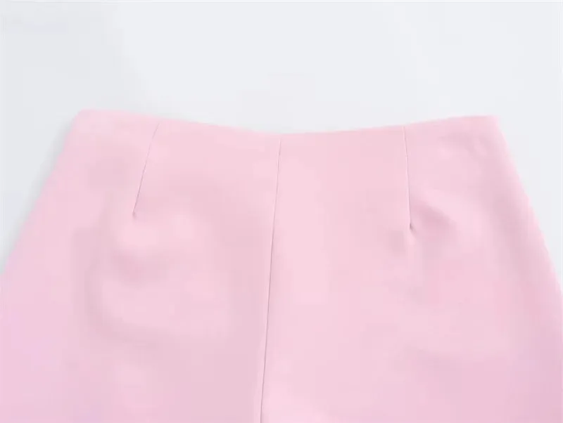 TRAF Pink White Mini Skirt Bow Skort For Women