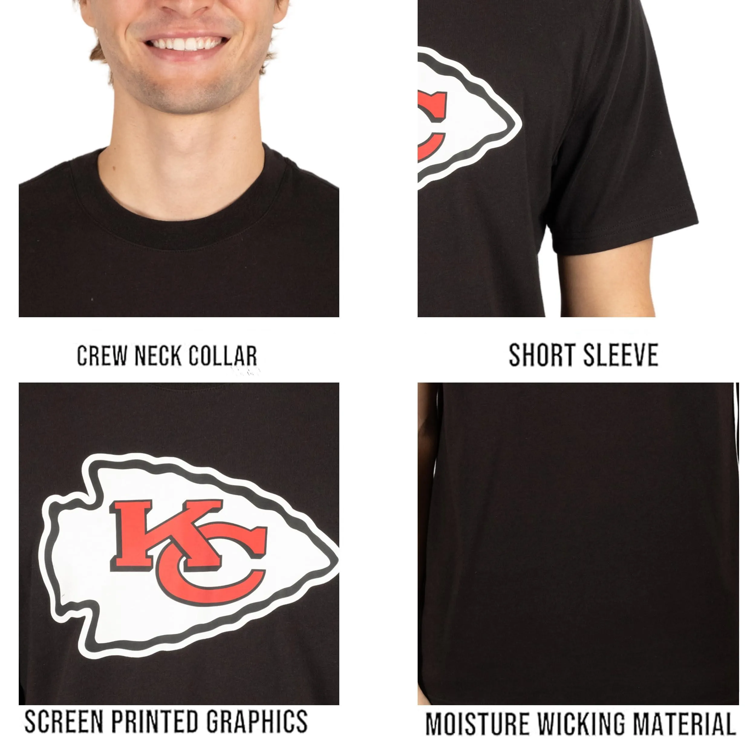 Ultra Game NFL Official Adults Super Soft Supreme Logo T-Shirt - Unisex, Kansas City Chiefs, Black|Kansas City Chiefs