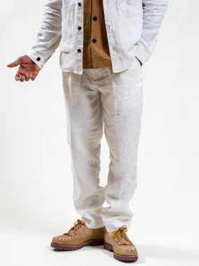 Uncle Bright, Leo, Linen, Off White / Black Striped (Sample)