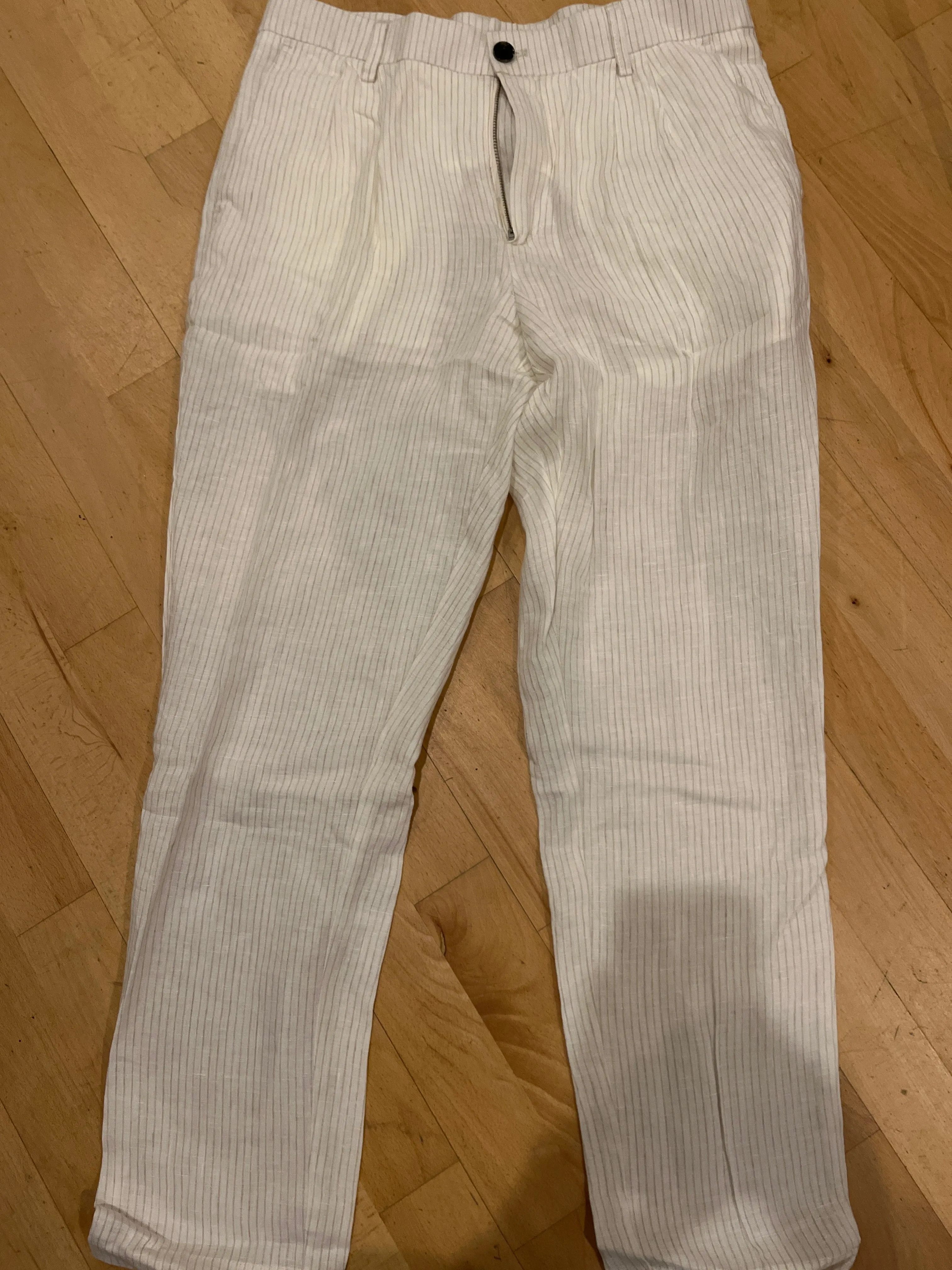 Uncle Bright, Leo, Linen, Off White / Black Striped (Sample)