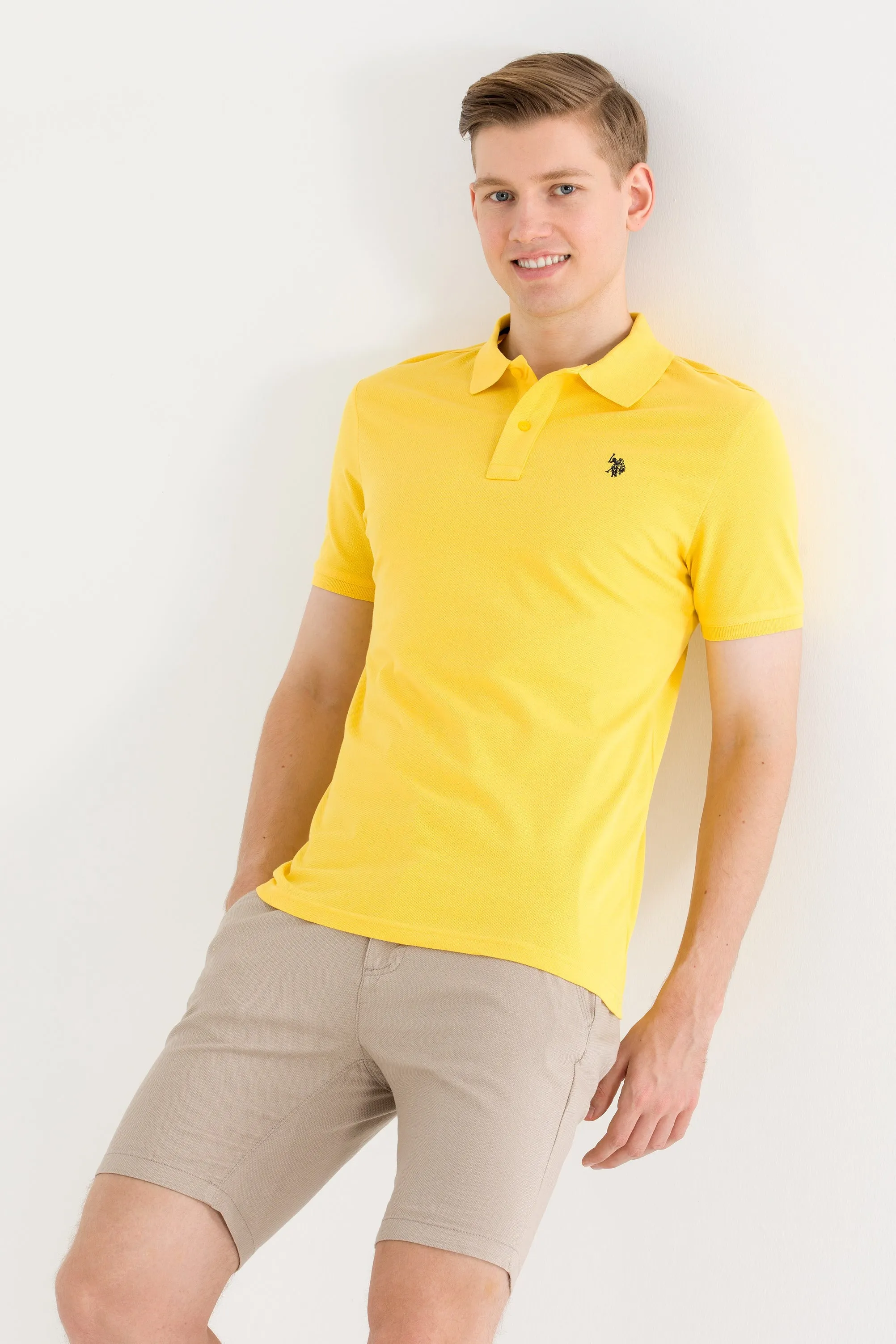 USPA Polo Shirt Men Amber VR094 USPOM204 Single Color Horse US Polo Assn.