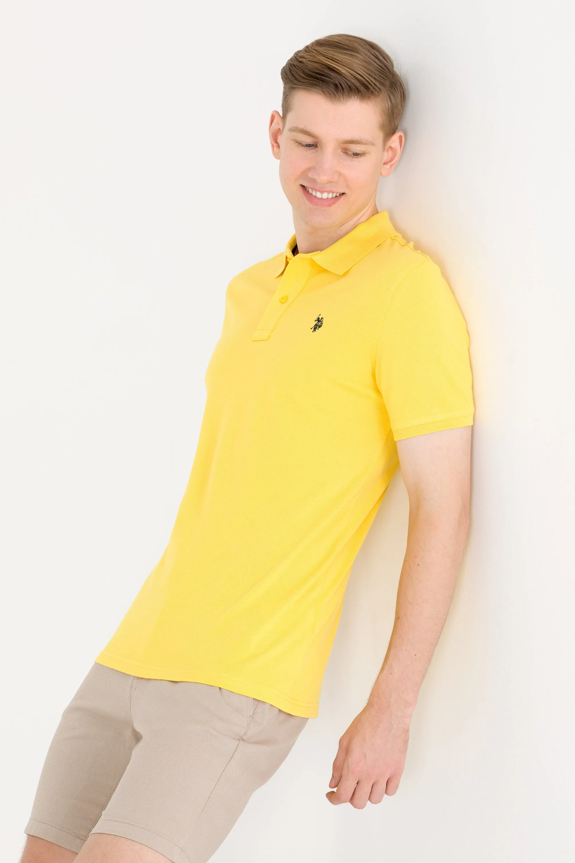 USPA Polo Shirt Men Amber VR094 USPOM204 Single Color Horse US Polo Assn.