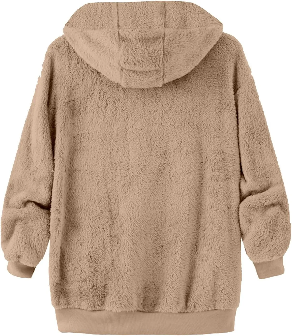 Winter Fleece Sherpa Hooded Jacket for Women Zip Up Casual Long Sleeve Drawstring Hoodies Soft Warm Jackets Outerwear