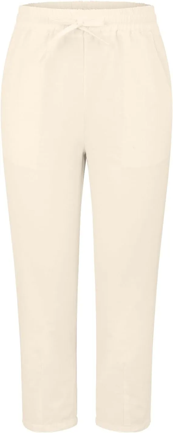 Women Casual Straight Leg Pants Elastic Drawstring Trousers with Pockets 2025 Summer Cotton Linen Beach Lounge Clothes