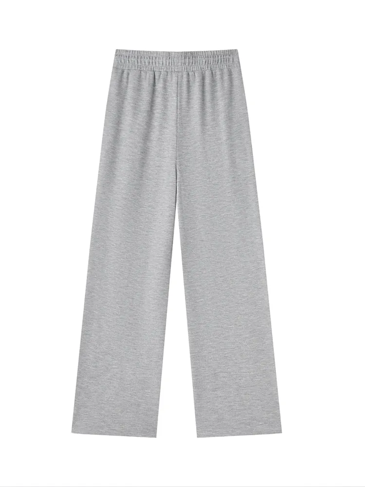 Women's Draping Waffle Loose Knitted Jogging Pants