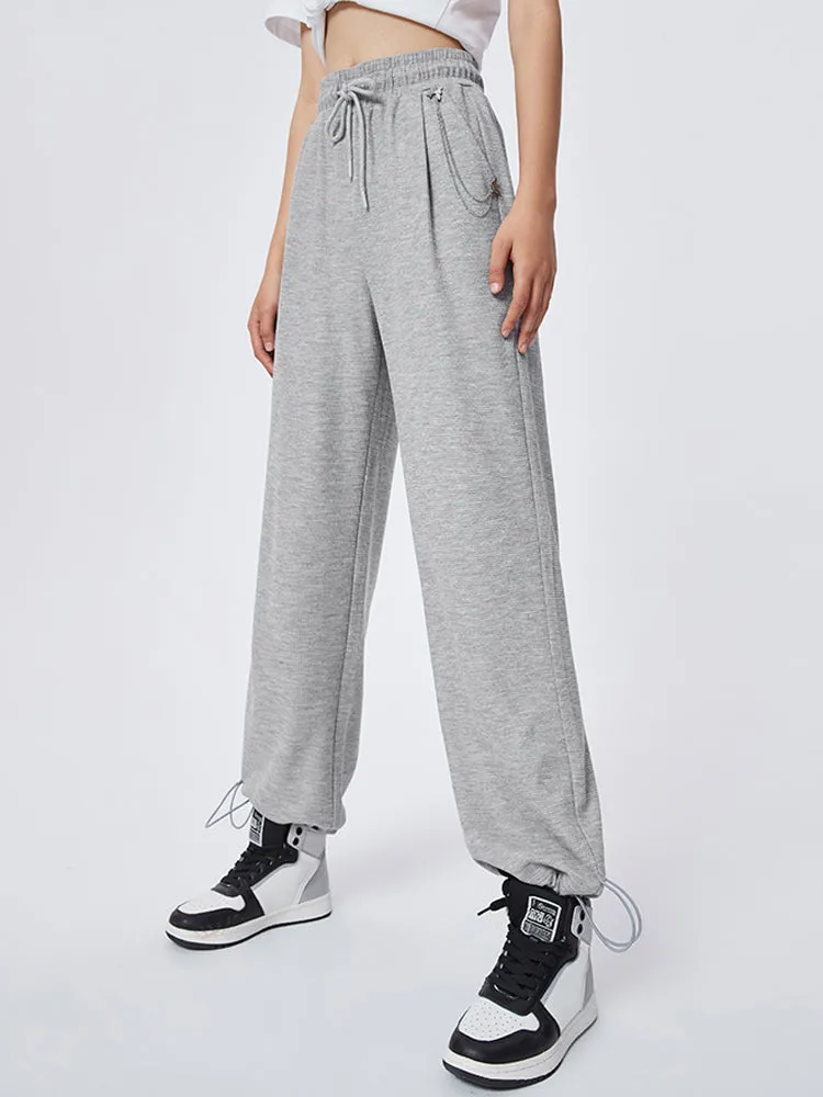 Women's Draping Waffle Loose Knitted Jogging Pants