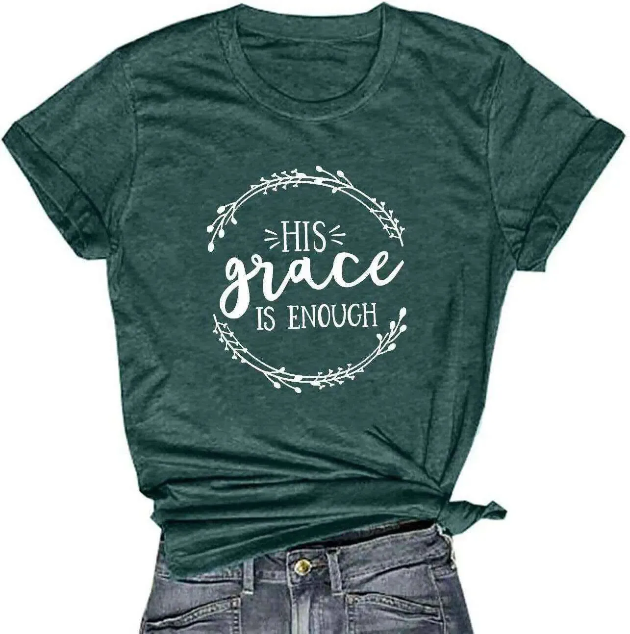 Women's His Grace Is Enough Short Sleeve Casual Tee Shirt